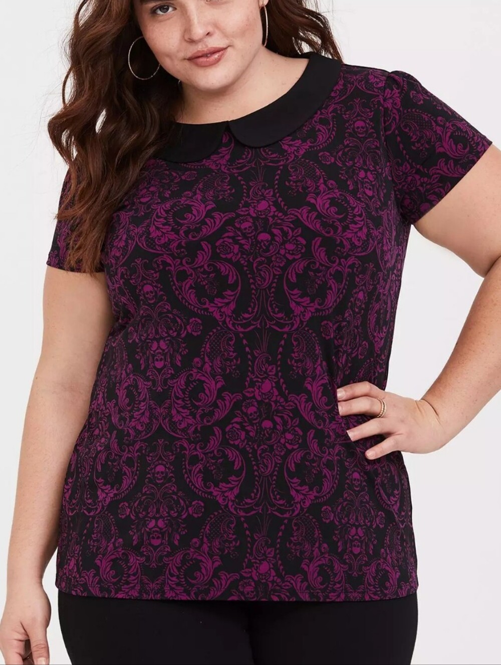 Torrid Skull Peter Pan Collar Top Size 6 6x